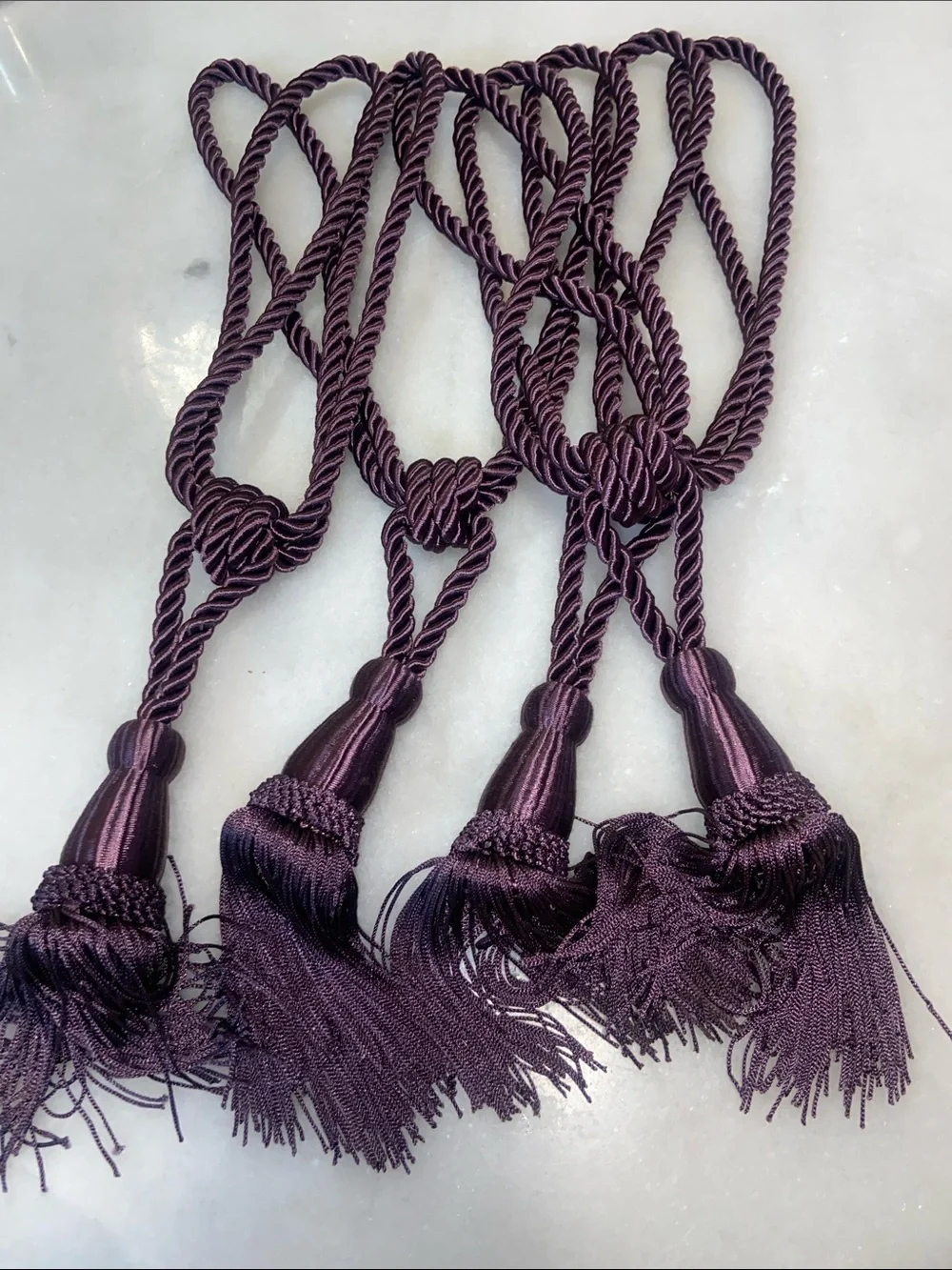 Elegant Plum Purple Tassel Tiebacks for Drapery - Set of 4